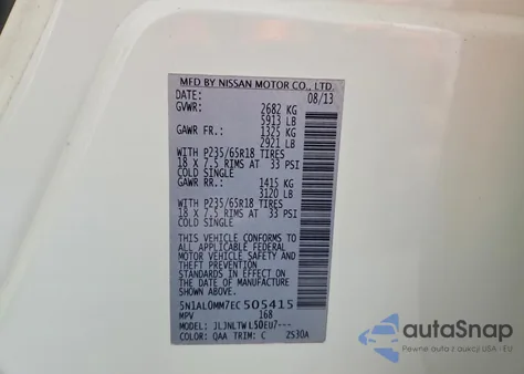 2014 Infiniti Qx60 из США, поврежденный, VIN 5N1AL0MM7EC505415